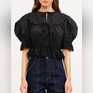 NEW SOFIE THE LABEL emi eyelet top in black